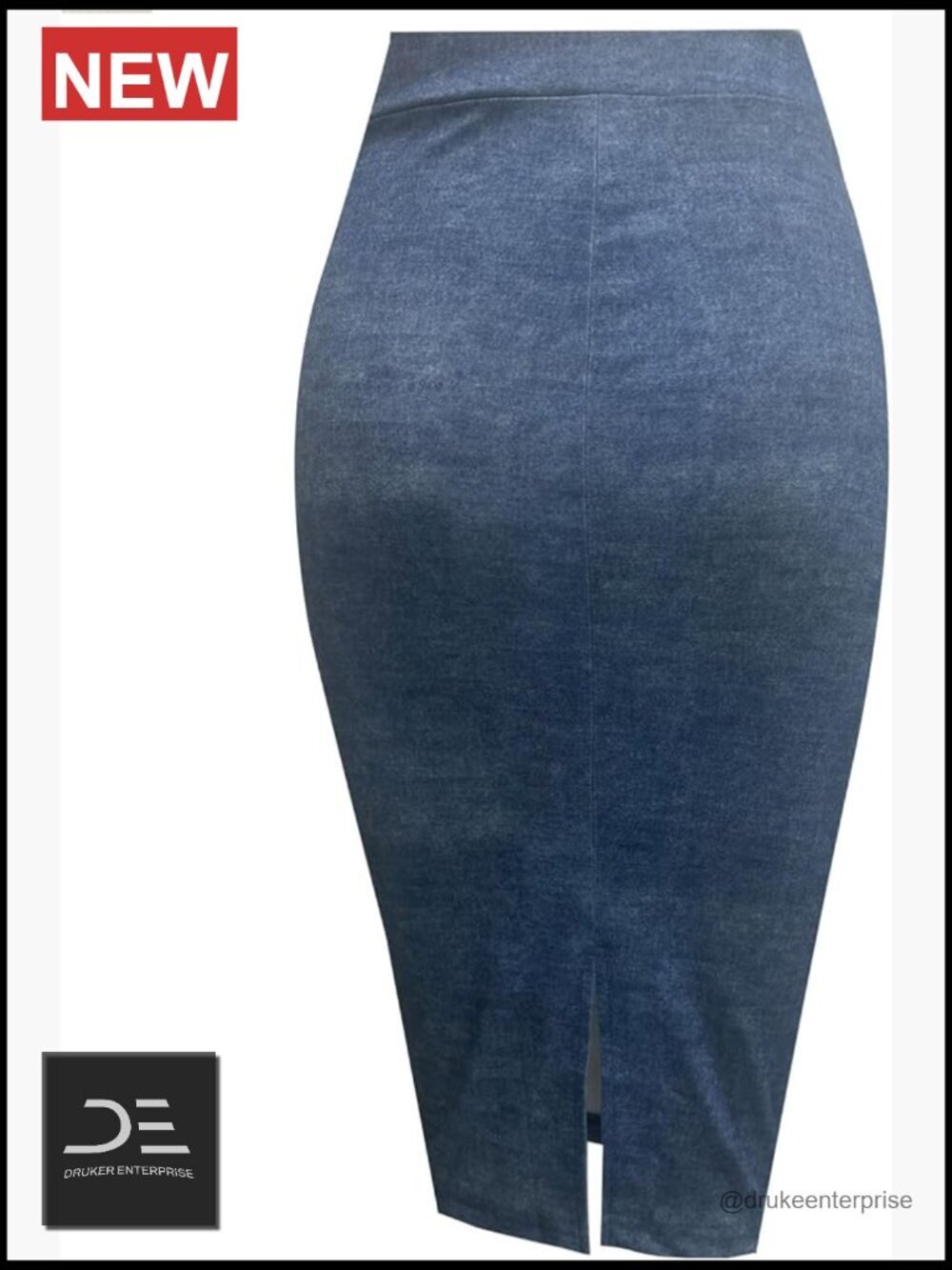 High Waisted Stretch Bodycon Pencil Skirt with Slit Knee Length